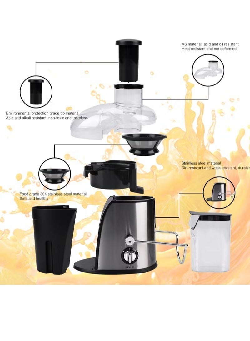 RAF Powerful Stainless Steel Juicer  250W  Low Noise  350ml Jug  18000 RPM for Fresh Fruit & Vegetable Juice - Image 2